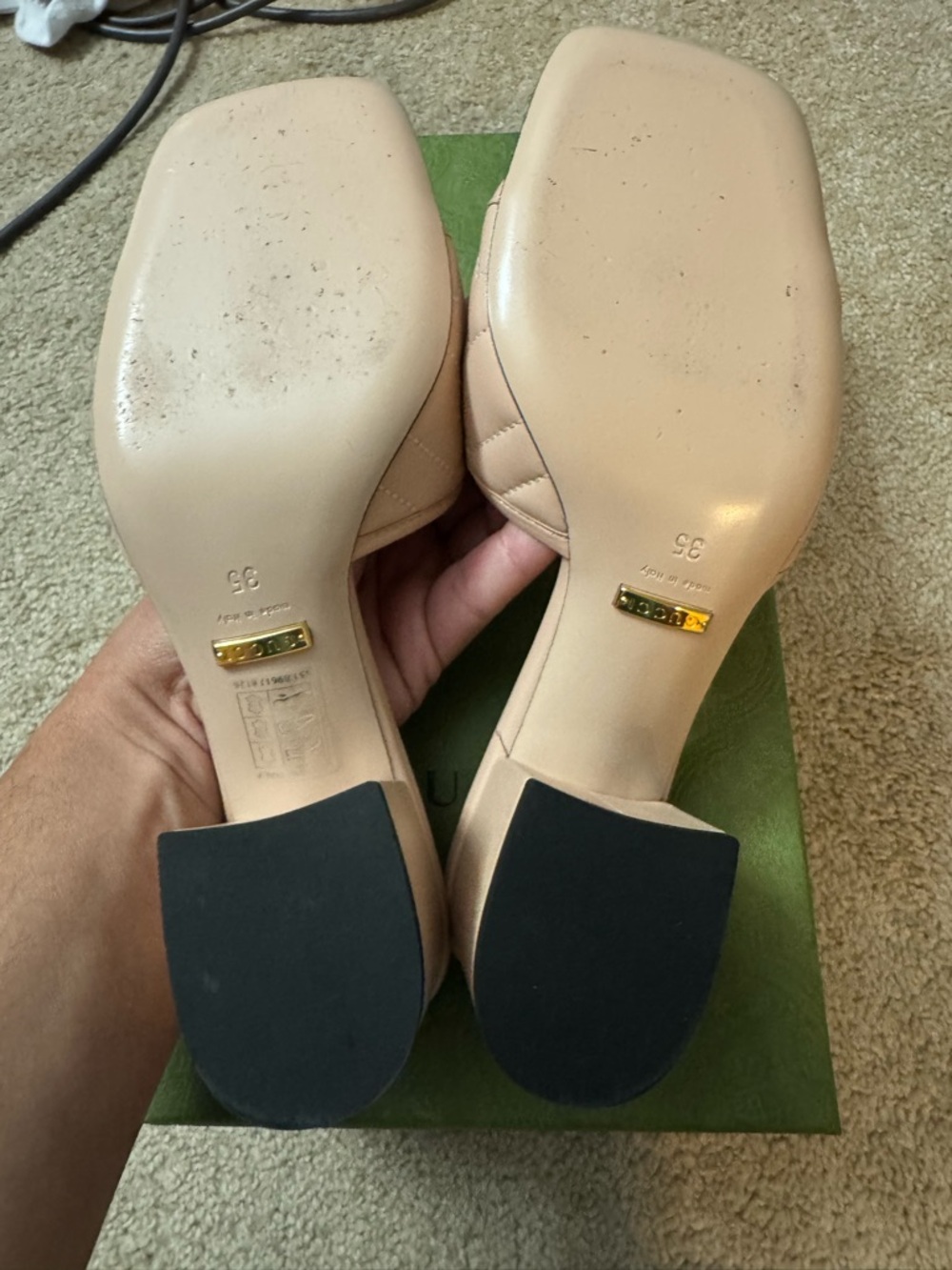 GUCCI Marmont Quilted Medallion Mule Sandals. PInk - Picture 8 of 10
